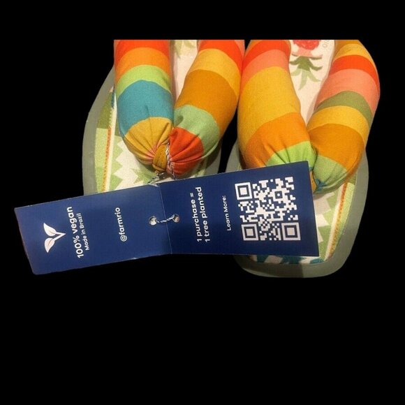 Farm Rio Women's Puffy Rainbow Pineapple Flip Flop Sandals - US 7, EU 38 New - Picture 2 of 4